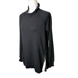 Workshop Republic Black Mock Turtleneck  Tunic Sweatshirt with Zippers